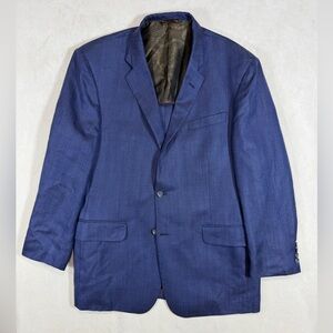 Robert Talbott 44R Wool Linen Silk Lux Unstructured 2 Button Navy Blue Blazer